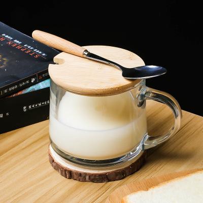 厂家批发家用大容量加厚玻璃把手牛奶杯 日式早餐燕麦杯子燕麦碗